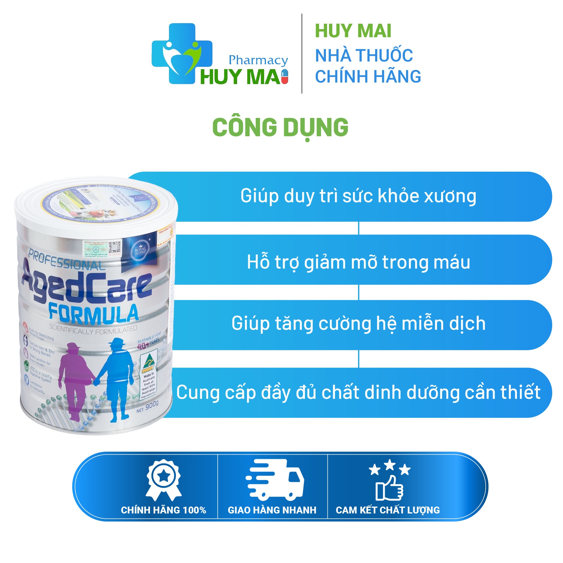 Sữa Người Già 40+ Royal Ausnz Agedcare Formula Hộp 900gr 3 Sữa người già Royal Ausnz Agedcare Formula 40+
