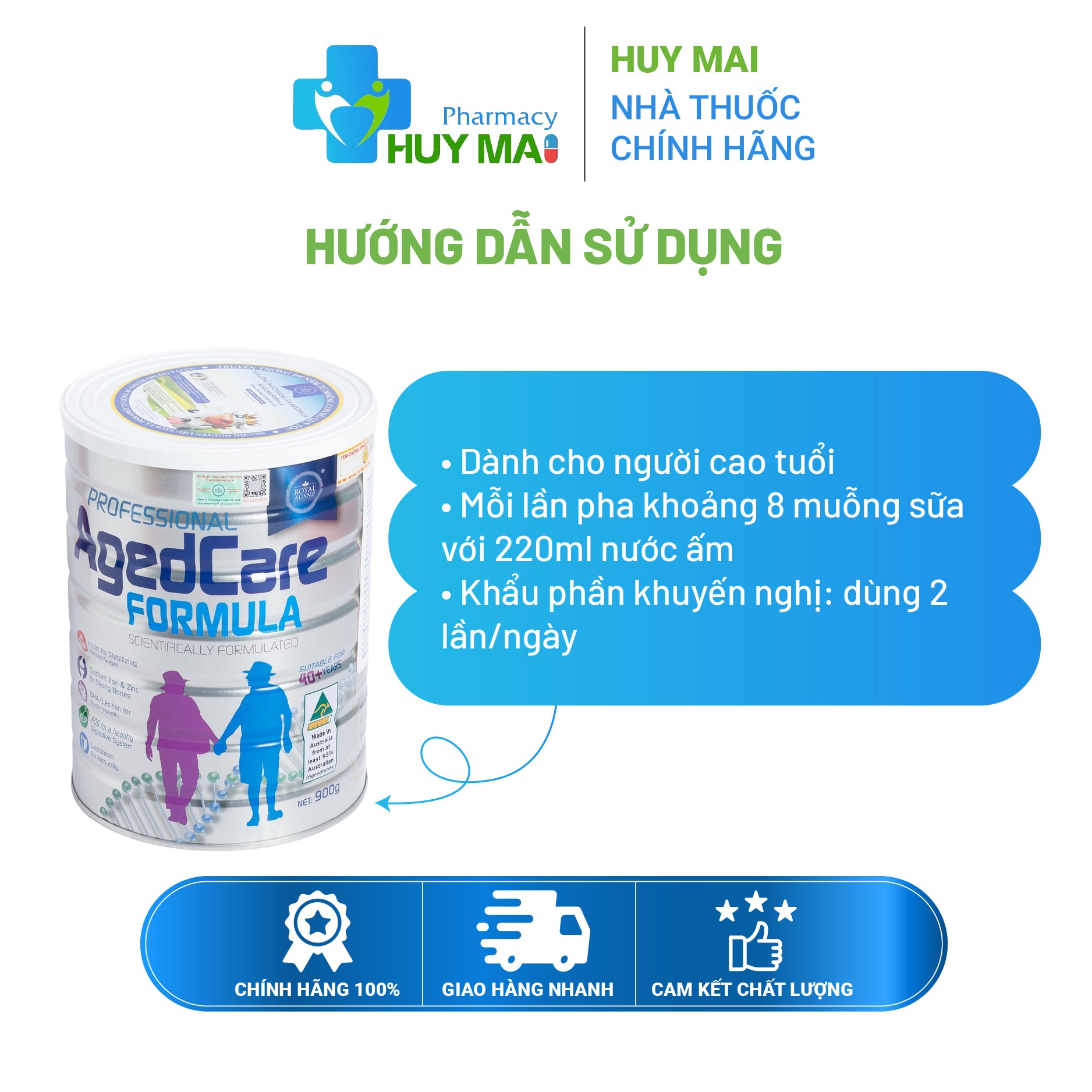 Sữa Người Già 40+ Royal Ausnz Agedcare Formula Hộp 900gr 4 Sữa người già Royal Ausnz Agedcare Formula 40+