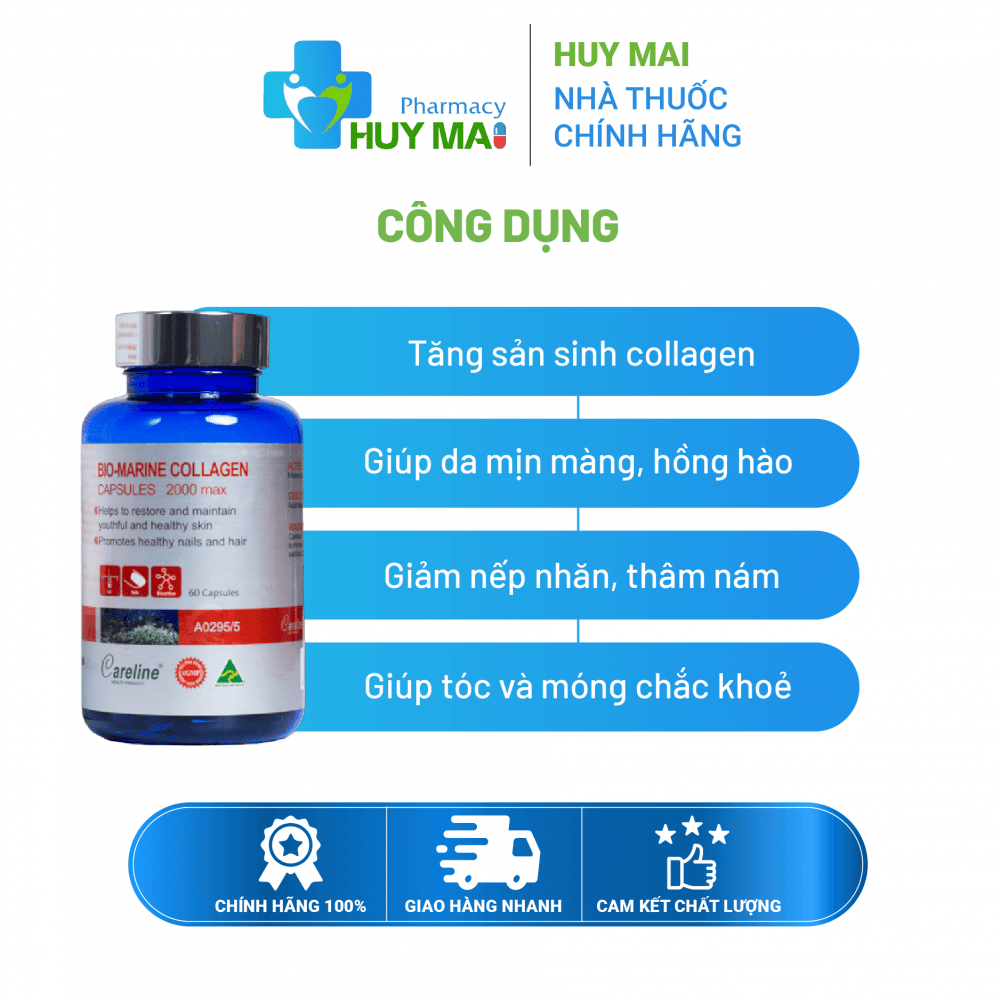 Careline Bio-Marine Collagen đẹp da chống lão hóa Hộp 60 viên 7 Bio-Marine Collagen Úc