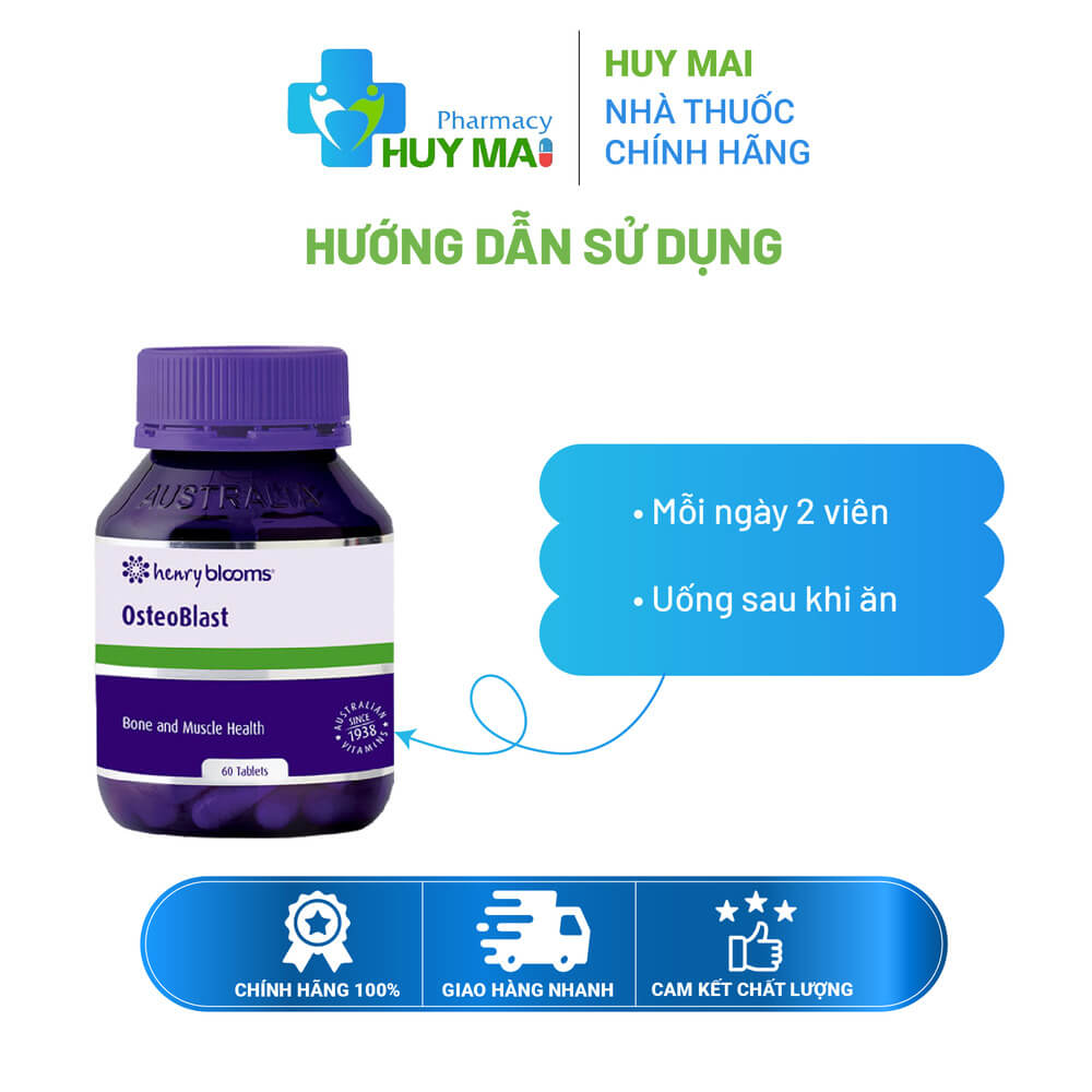 Viên Uống Henry Blooms OsteoBlast Bổ Sung Canxi Hộp 60 Viên 3 Bổ xương khớp
