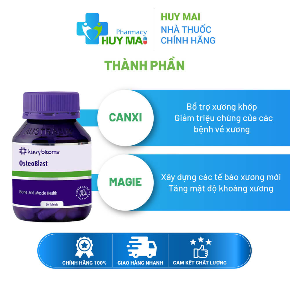 Viên Uống Henry Blooms OsteoBlast Bổ Sung Canxi Hộp 60 Viên 2 Viên Uống Henry Blooms OsteoBlast Bổ Sung Canxi Hộp 60 Viên - Ảnh 2