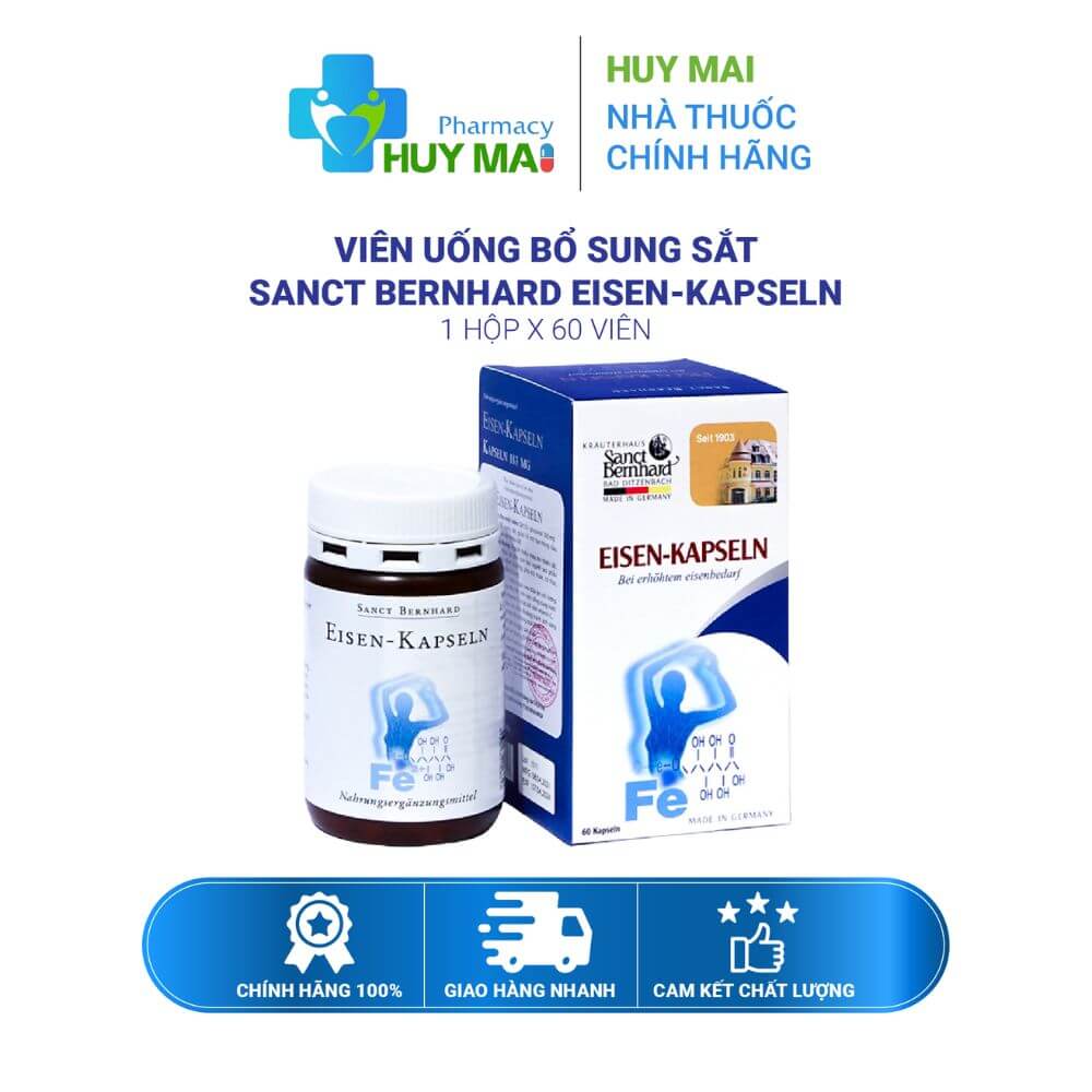 Viên uống Sanct Bernhard Eisen-Kapseln Bổ Sung Sắt Hộp 60 viên 1 Viên uống Sanct Bernhard Eisen-Kapseln Bổ Sung Sắt Hộp 60 viên