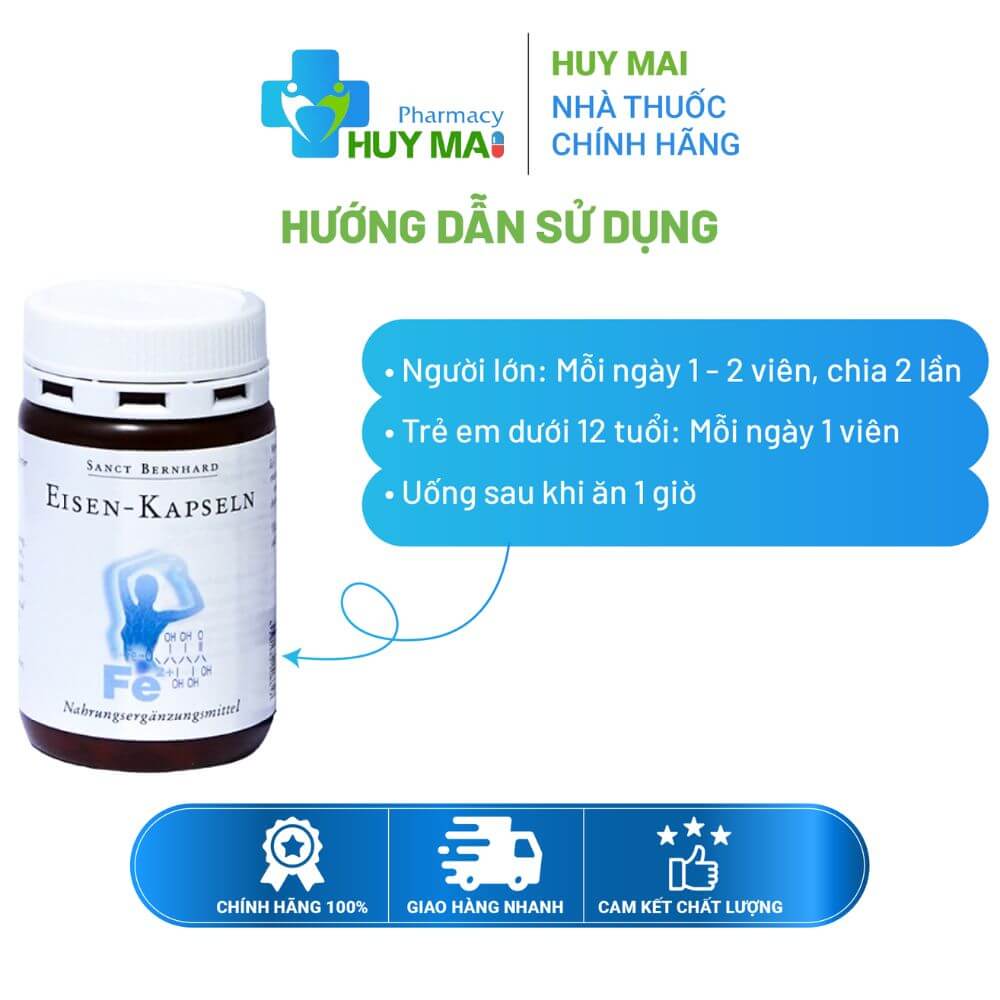 Viên uống Sanct Bernhard Eisen-Kapseln Bổ Sung Sắt Hộp 60 viên 4 Viên uống bổ sung sắt Sanct Bernhard Eisen Kapseln
