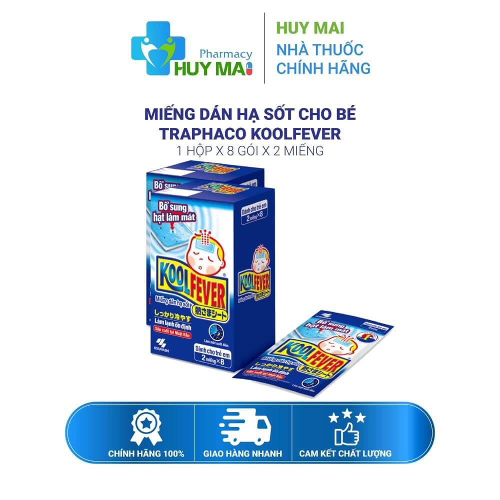 Miếng Dán Hạ Sốt Cho Bé Traphaco Koolfever Hộp 8 gói x 2 miếng 1 Miếng Dán Hạ Sốt Cho Bé Traphaco Koolfever
