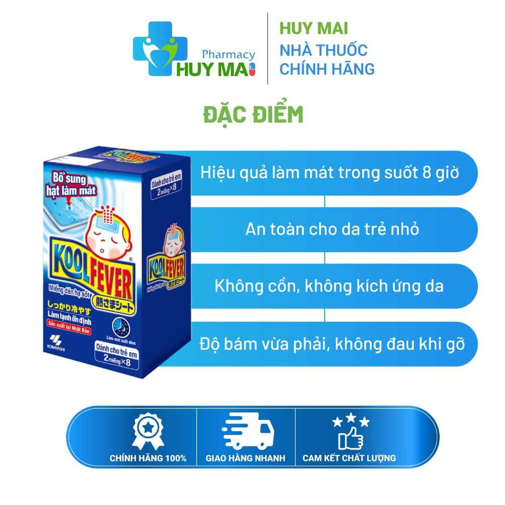 Miếng Dán Hạ Sốt Cho Bé Traphaco Koolfever Hộp 8 gói x 2 miếng 2 Miếng dán hạ sốt cho bé