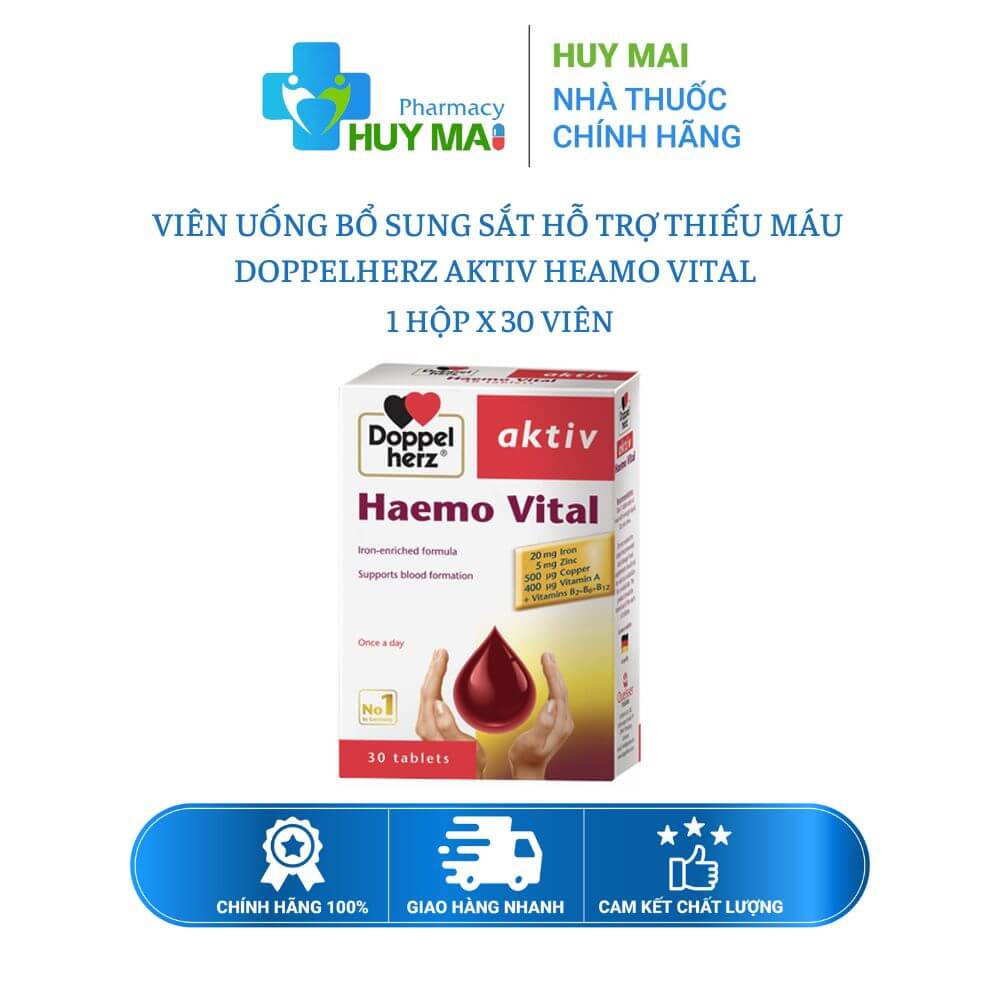 Bổ Sung Sắt Doppelherz Aktiv Heamo Vital Hỗ Trợ Thiếu Máu Hộp 30 Viên 1 bổ sung sắt doppelherz aktiv heamo vital