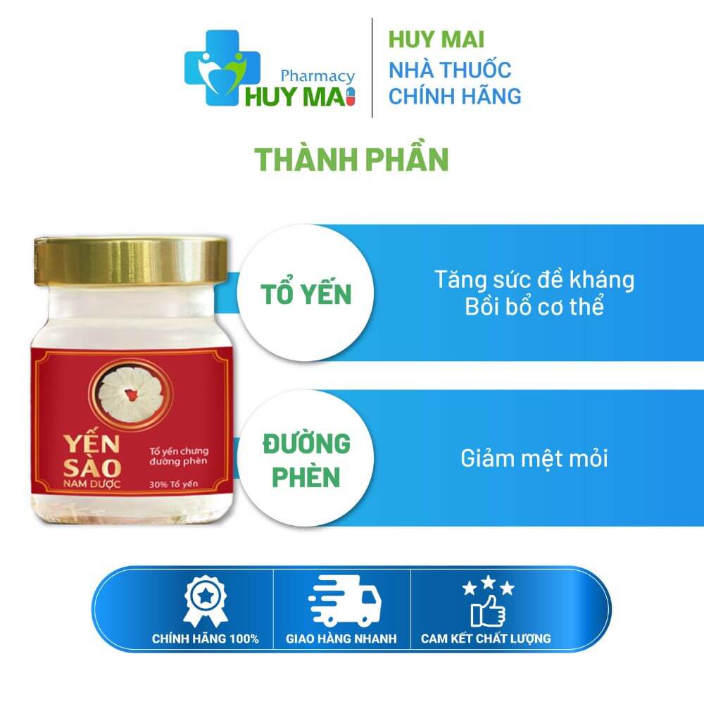 Yến Sào Chưng Đường Phèn Nam Dược Lọ 70ml 3 Yến sào nam dược chưng đường phèn
