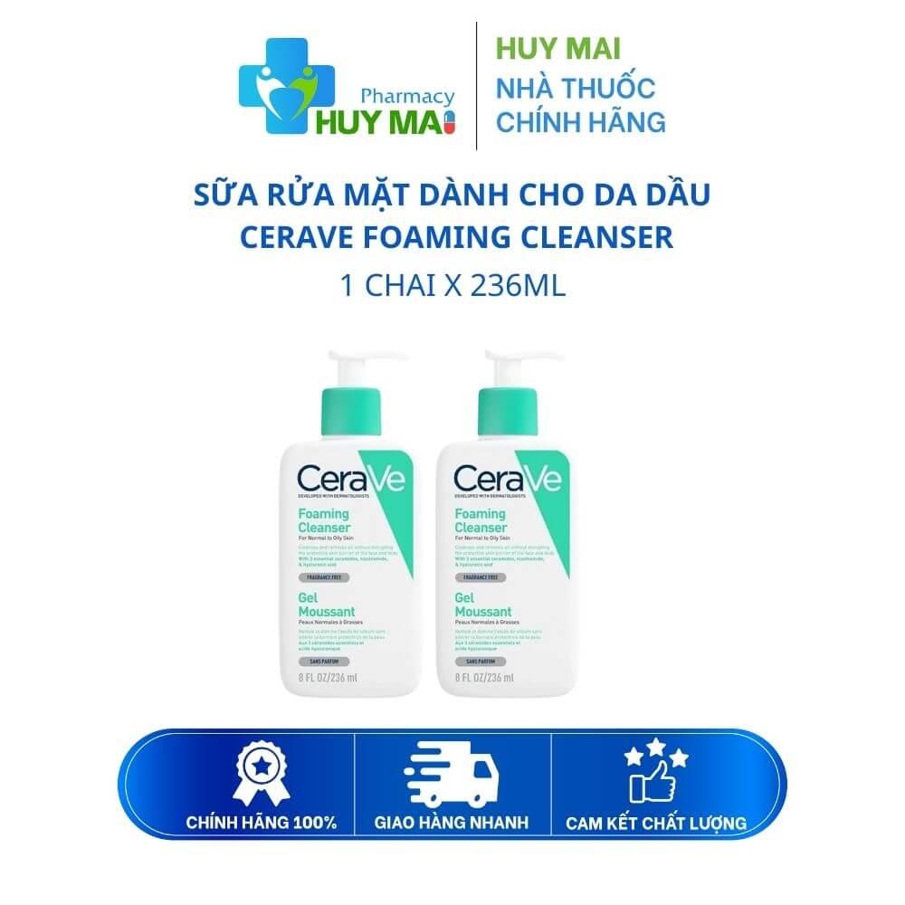 Cerave Foaming Cleanser Sữa rửa mặt dành cho da dầu chai 236ml 1 Cerave Foaming Cleanser Sửa rữa mặt dành cho da dầu