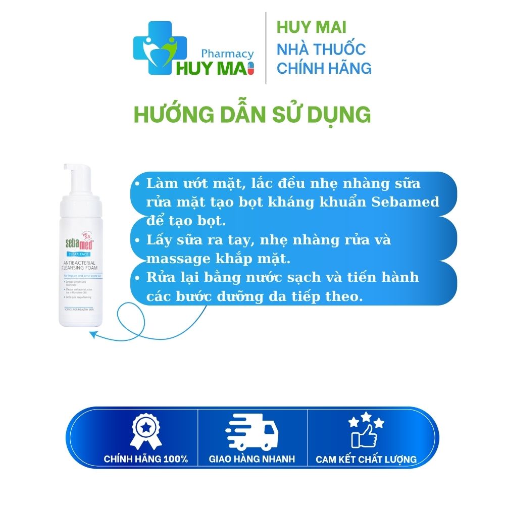Sữa Rửa Mặt Tạo Bọt Kháng Khuẩn Trị Mụn Sebamed pH 5.5 Chai 50ml 3 Gel Trị Mụn Kháng Khuẩn Và Làm Dịu Da Sebamed pH 5.5 Tuýp 50ml (2)