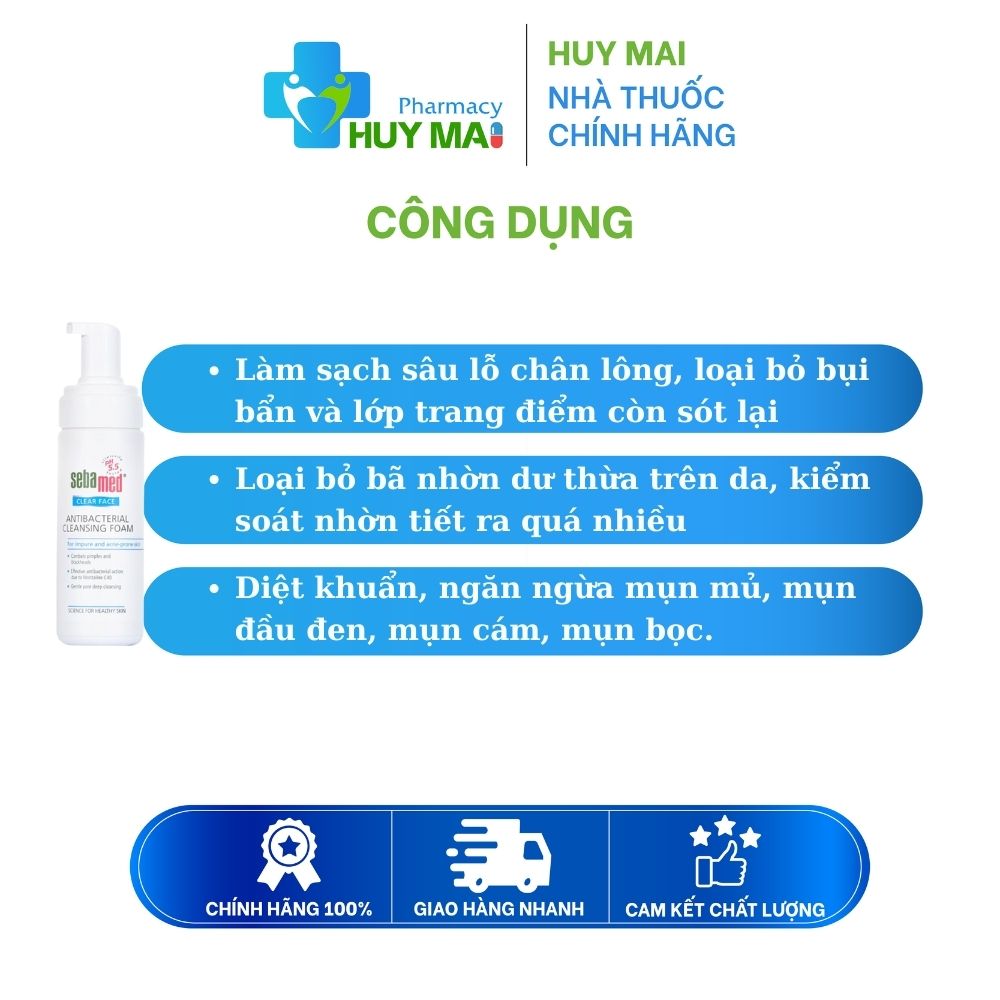 Sữa Rửa Mặt Tạo Bọt Kháng Khuẩn Trị Mụn Sebamed pH 5.5 Chai 50ml 2 Gel Trị Mụn Kháng Khuẩn Và Làm Dịu Da Sebamed pH 5.5 Tuýp 50ml (3)