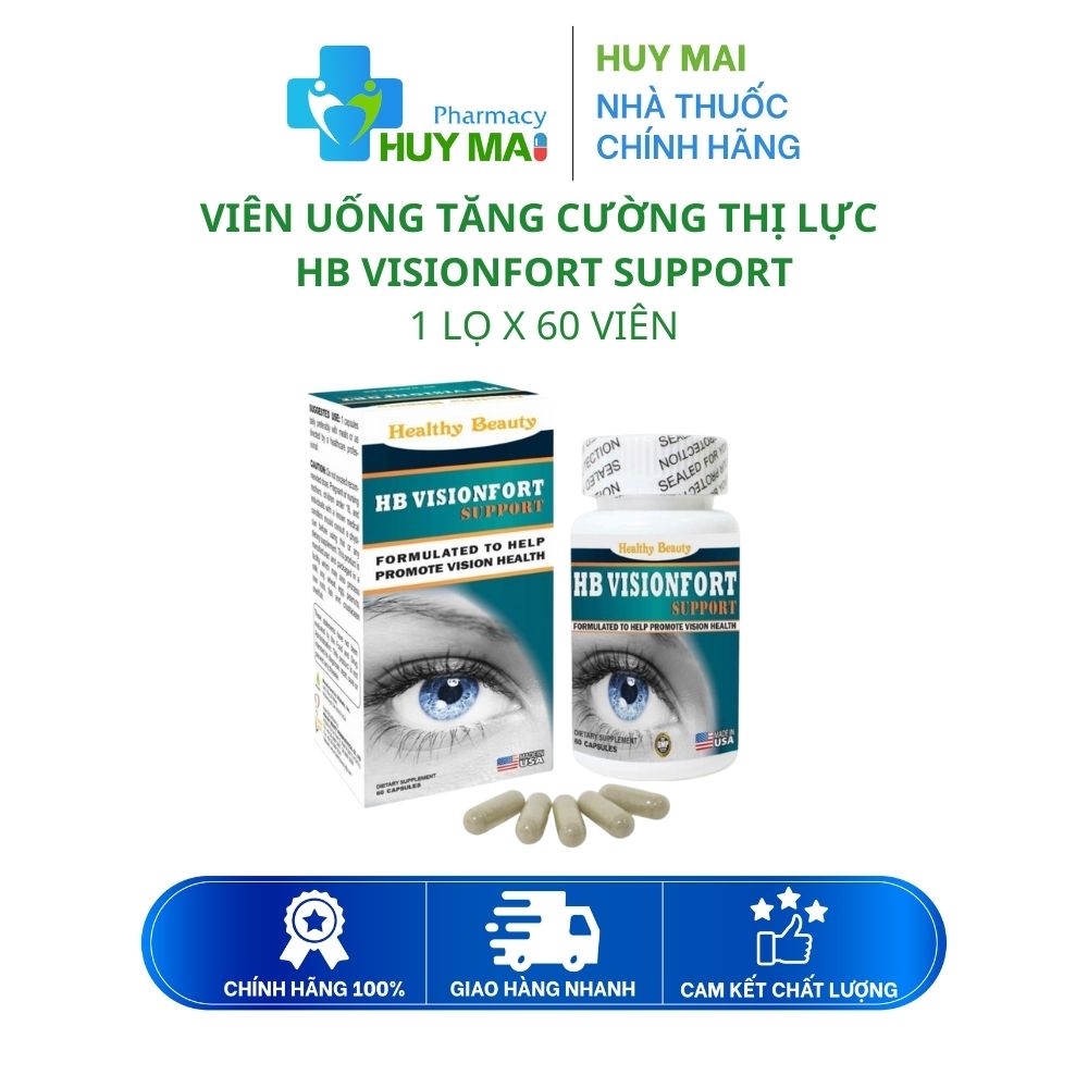 Viên Uống Tăng Cường Thị Lực HB Visionfort Support Lọ 60 viên 1 bổ mắt HB Visionfort Support