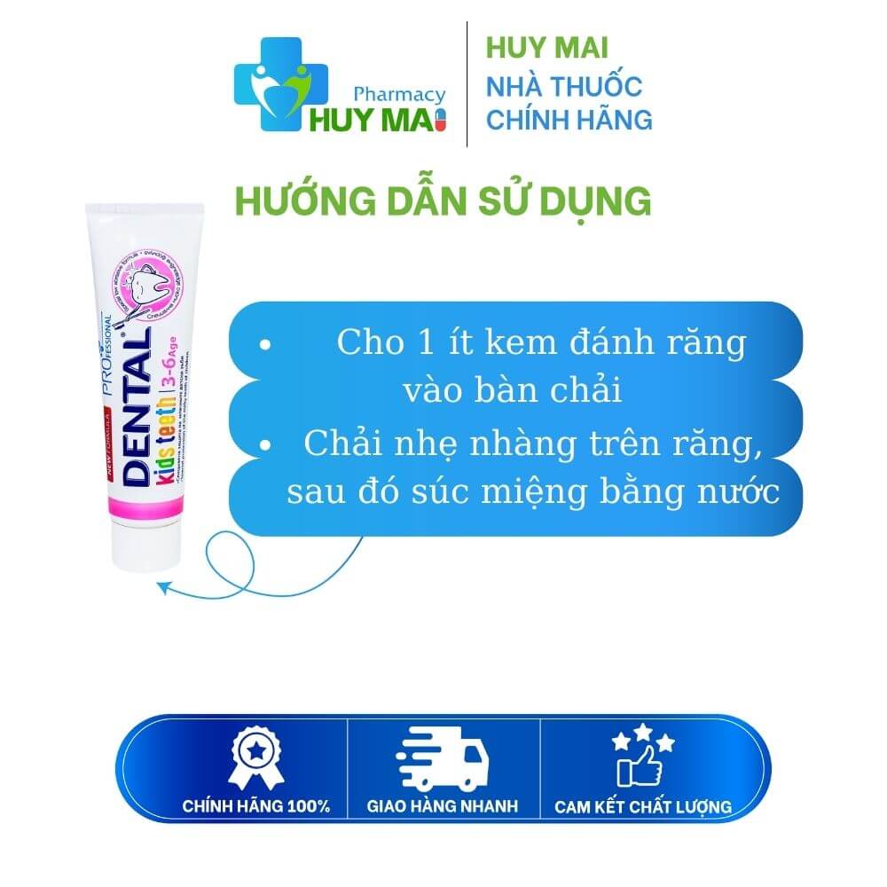 Kem Đánh Răng Dental Pro Kids Teeth Bảo Vệ Răng Sữa Trẻ Từ 3-6 Tuổi Tuýp 50ml 3 cách dùng kem đánh răng dental cho trẻ 3-6 tháng