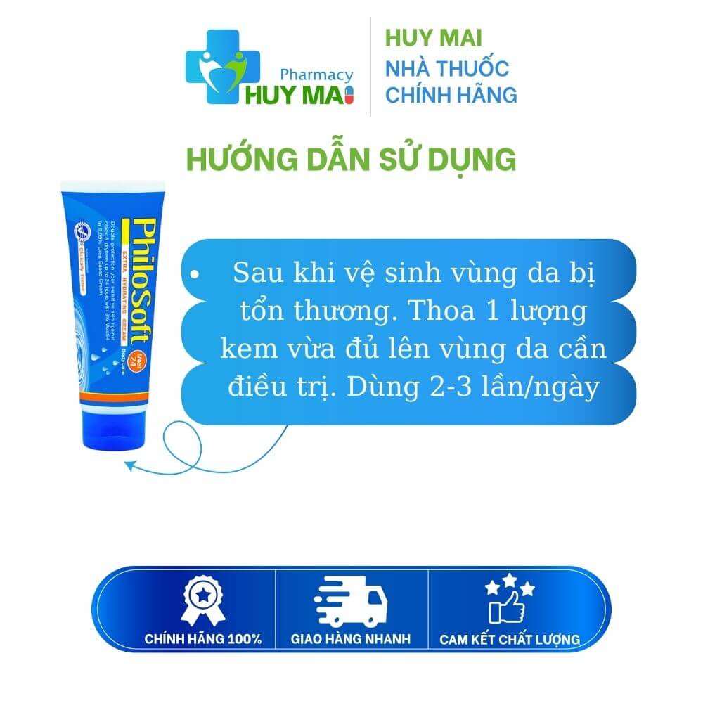 Kem Dưỡng Ẩm Hỗ Trợ Da Khô, Vảy, Bong Tróc, Nứt Nẻ Philosoft Moist 24 Cream Tuýp 100g 3 cách dùng kem dưỡng ẩm philosoft