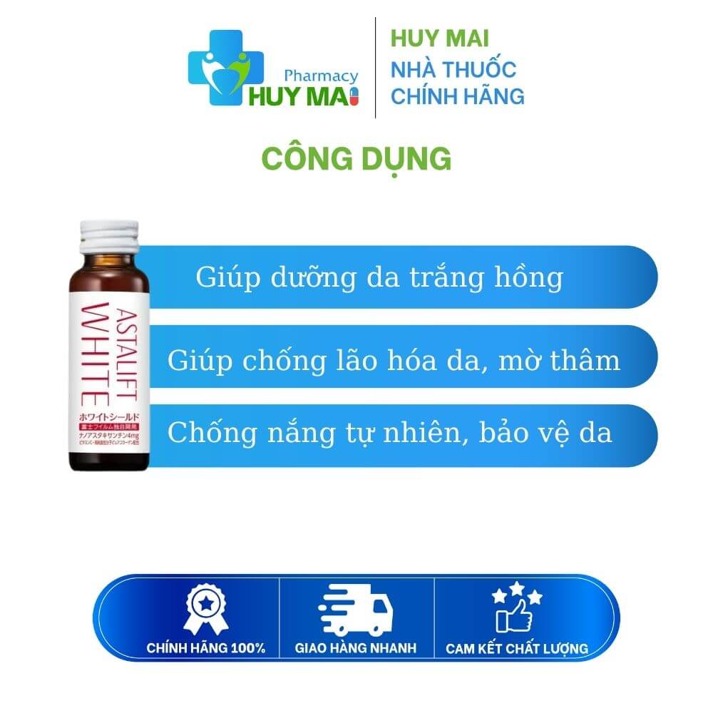 Nước uống trắng da Astalift White Drink Whiteshield Hộp 10 chai x 50ml 2 công dụng Collagen Astalift White Drink Whiteshield