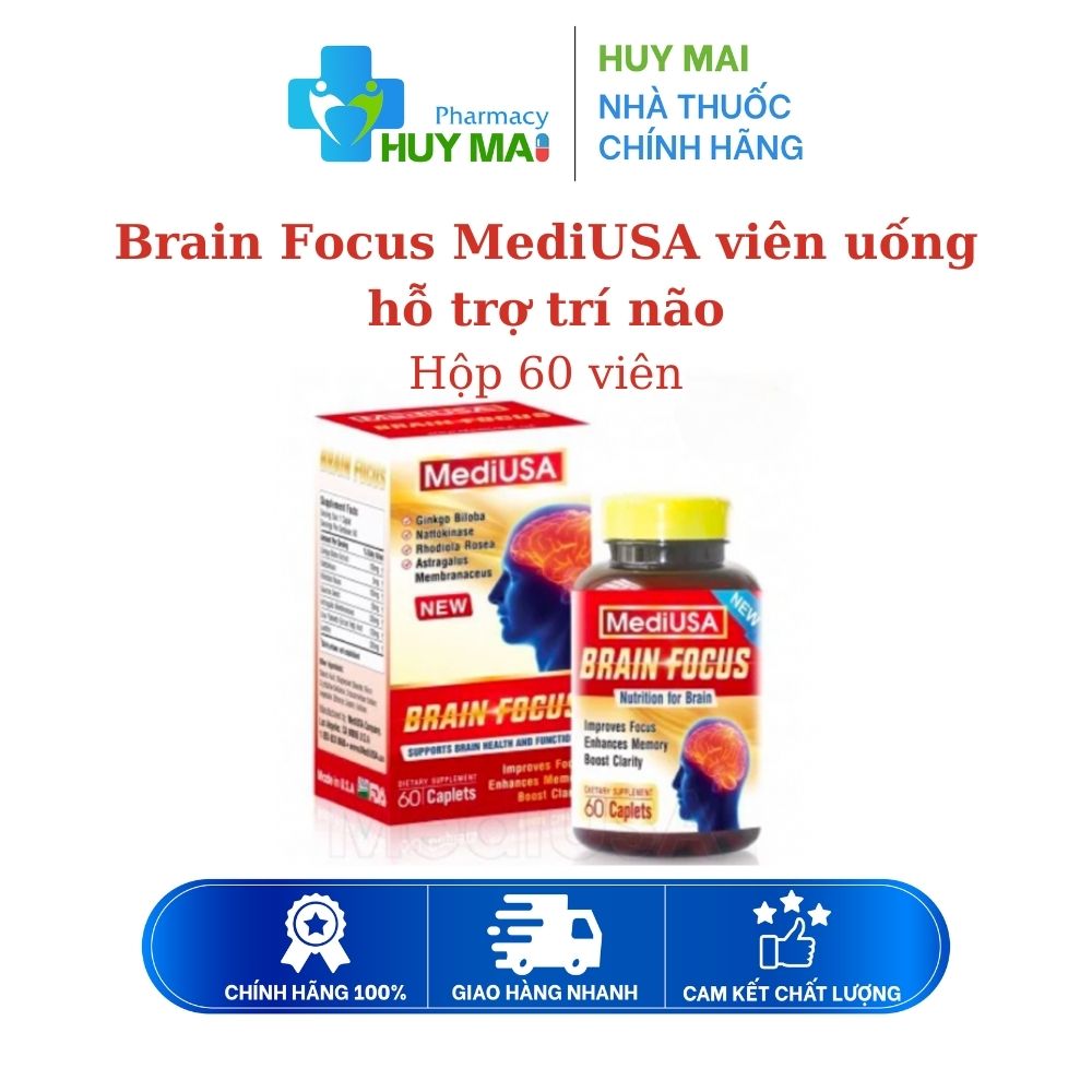 Brain Focus MediUSA viên uống hỗ trợ trí não Hộp 60 viên 1 Brain Focus MediUSA viên uống hỗ trợ trí não 3