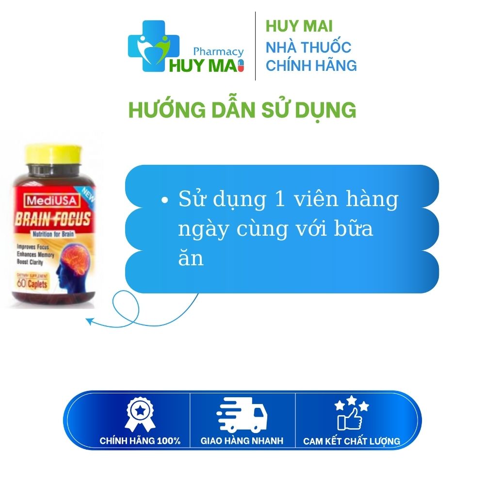 Brain Focus MediUSA viên uống hỗ trợ trí não Hộp 60 viên 3 Brain Focus MediUSA viên uống hỗ trợ trí não