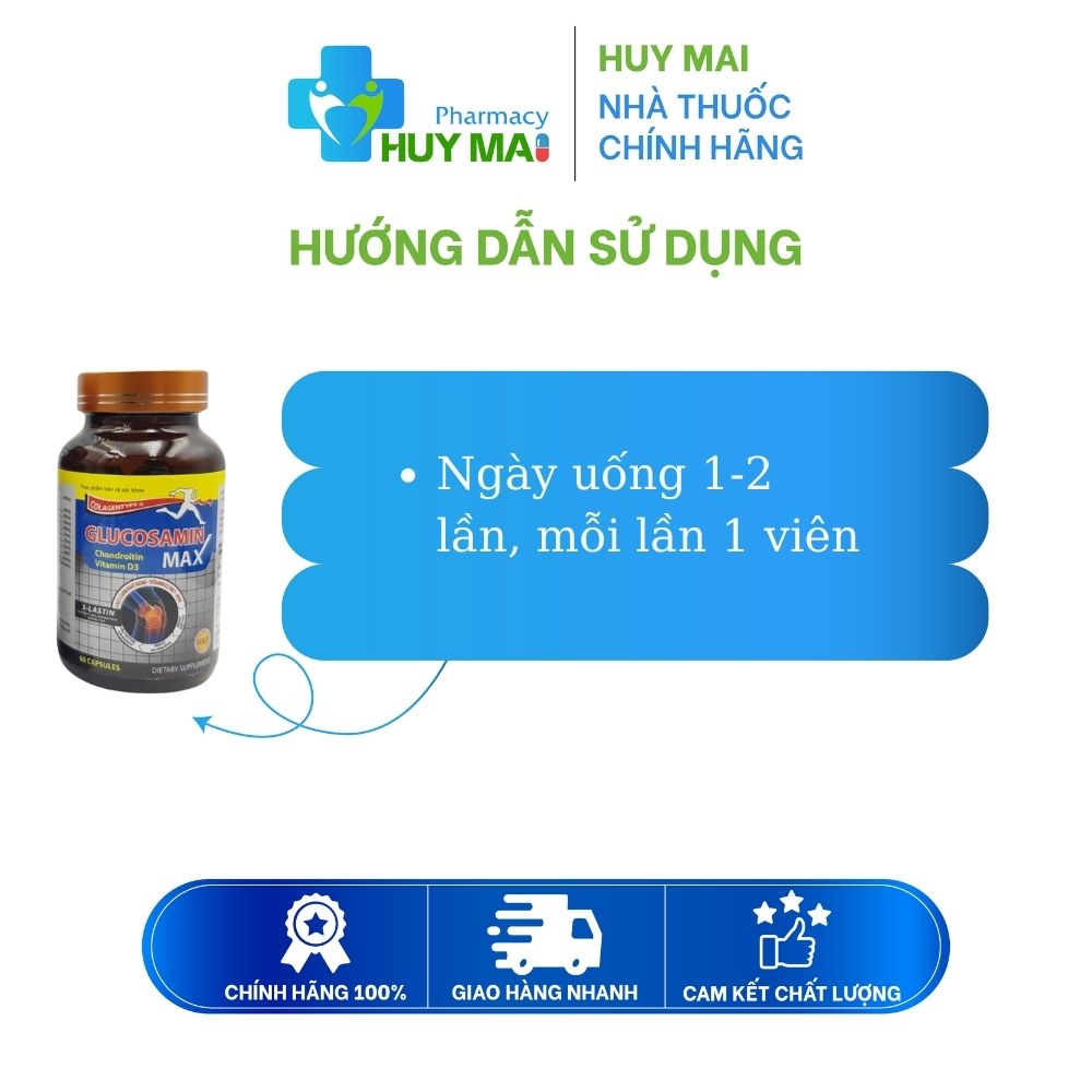 Glucosamin Max USA Viên uống hỗ trợ tái tạo sụn khớp Chai 60 Viên 2 Glucosamin Max USA Viên uống hỗ trợ tái tạo sụn khớp (3)
