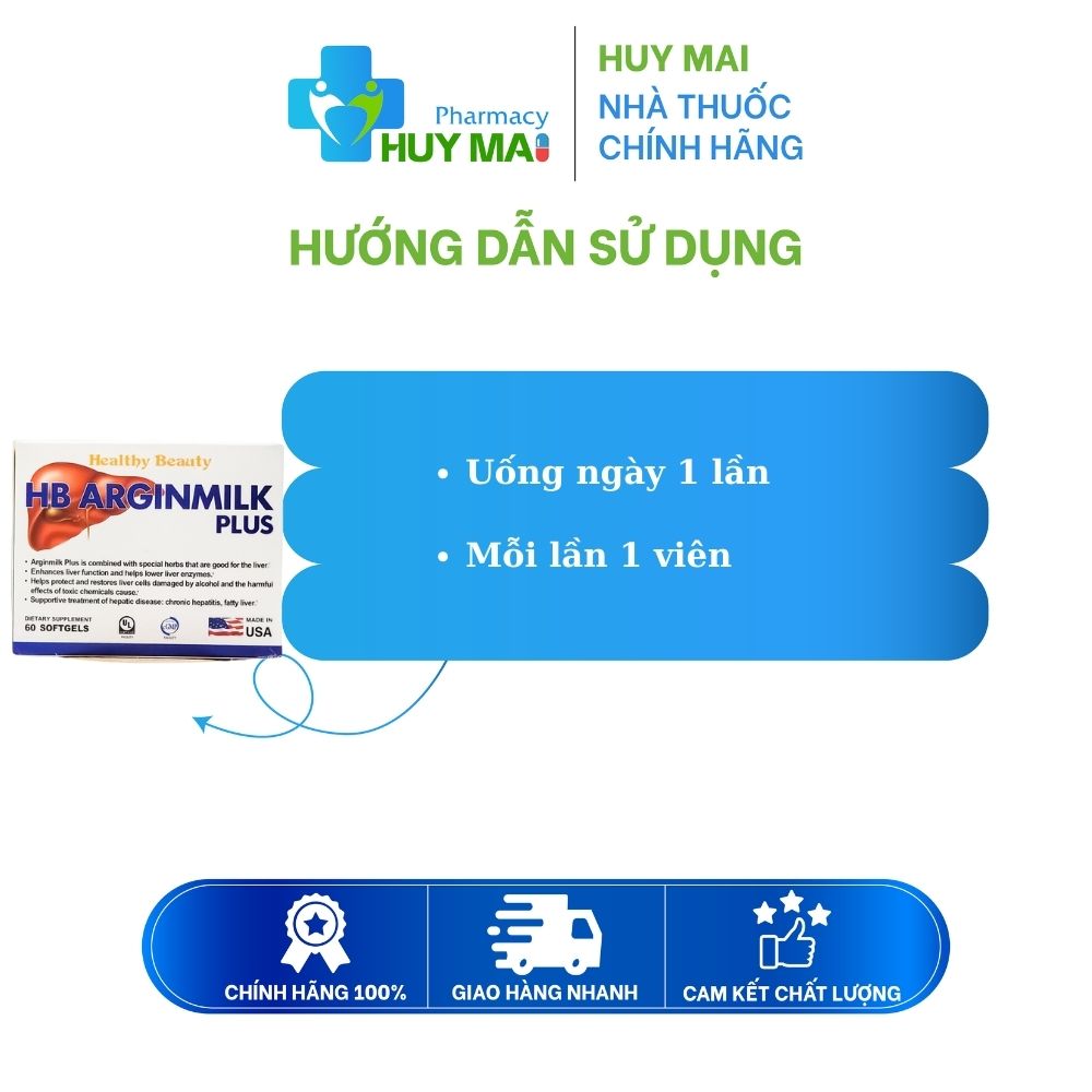 Healthy Beauty HB Arginmilk Plus Hộp 60 viên 3 Healthy Beauty HB Arginmilk Plus Viên uống bổ gan Hộp 60 viên (2)