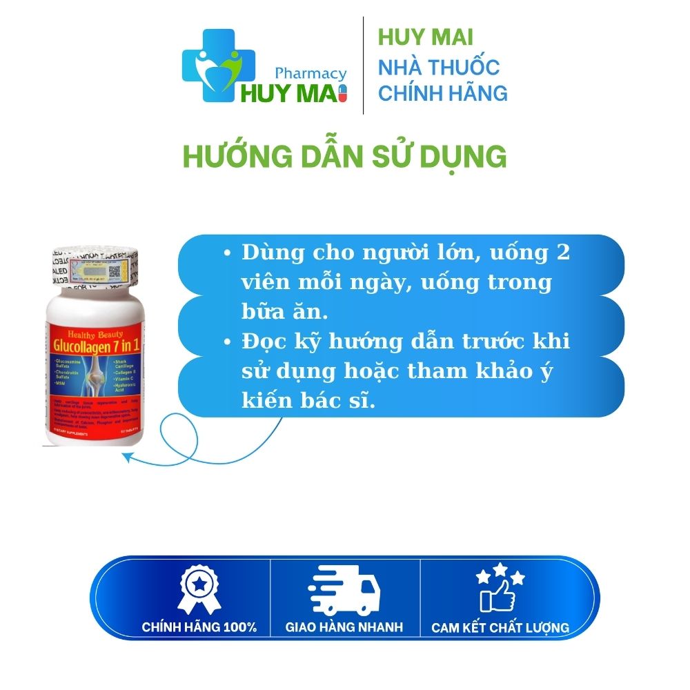 Healthy Beauty HB Glucollagen 7in1 Lọ 60 viên 3 Healthy Beauty HB Glucollagen 7in1 Bổ sung toàn diện cho khớp Lọ 60 viên (2)