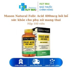 Mason Natural Folic Acid 400mcg bồi bổ sức khỏe cho phụ nữ mang thai Hộp 100 viên