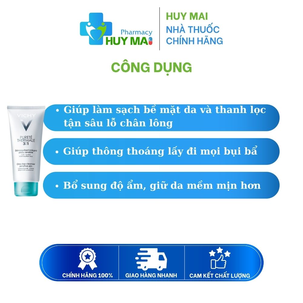Sữa Rửa Mặt Tẩy Trang 3 Tác Động Vichy Purete Thermale One Step Cleanser Tuýp 200ml 3 Sữa Rửa Mặt Tẩy Trang 3 Tác Động Vichy Purete Thermale One Step Cleanser (3)