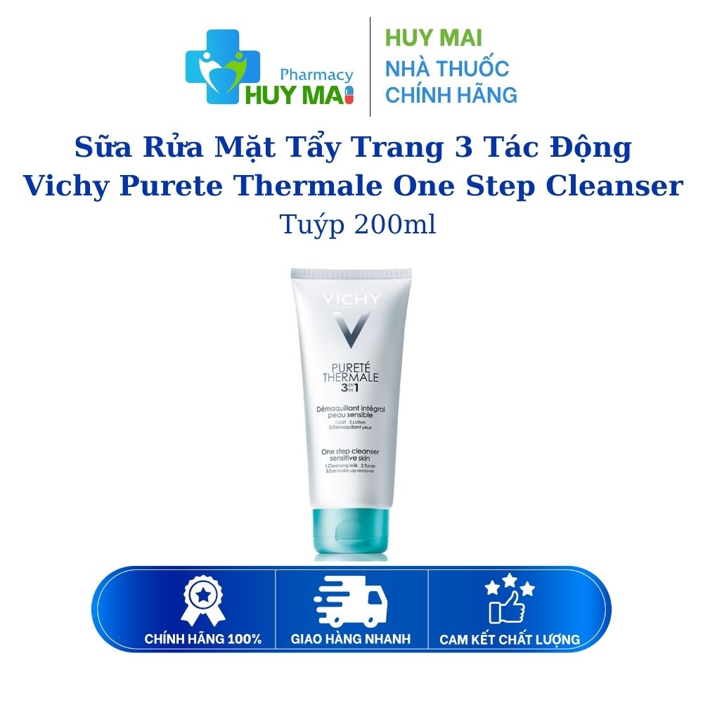 Sữa Rửa Mặt Tẩy Trang 3 Tác Động Vichy Purete Thermale One Step Cleanser Tuýp 200ml 1 Sữa Rửa Mặt Tẩy Trang 3 Tác Động Vichy Purete Thermale One Step Cleanser