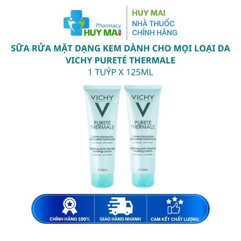 Sữa Rửa Mặt Dạng Kem Dành Cho Mọi Loại Da Vichy Pureté Thermale Tuýp 125ml 1 sữa rửa mặt 3 tác động vichy