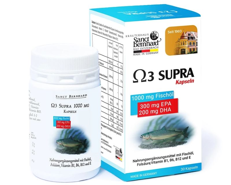 Viên nang dầu cá Omega 3 Supra 1000 mg Kapseln Sanct Bernhard