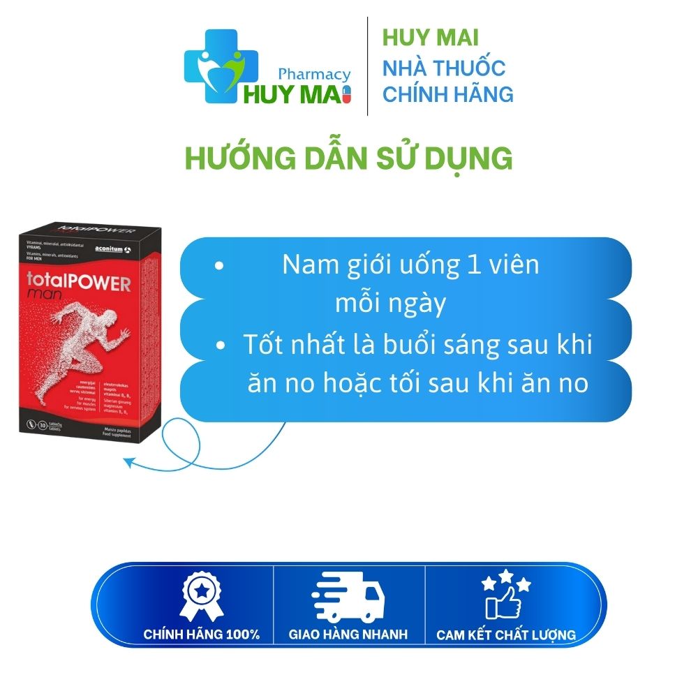 Vitamin Tổng Hợp Totalpower Man Aconitum Cung Cấp Năng Lượng Dành Cho Nam Hộp 30 Viên 3 cách dùng vitamin tổng hợp cho nam totalpower man