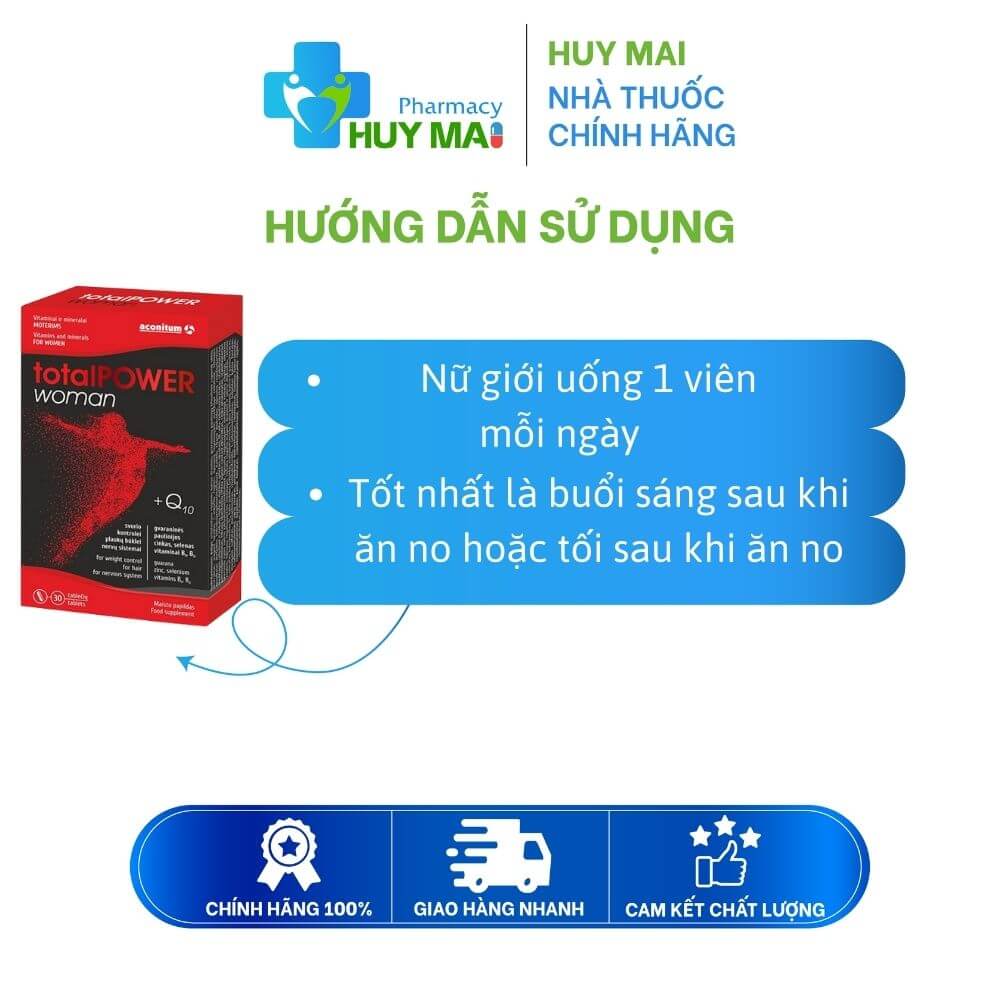 Vitamin Tổng Hợp Totalpower Woman Aconitum Cung Cấp Năng Lượng Dành Cho Nữ Hộp 30 Viên 3 cách dùng vitamin tổng hợp cho nữ totalpower women