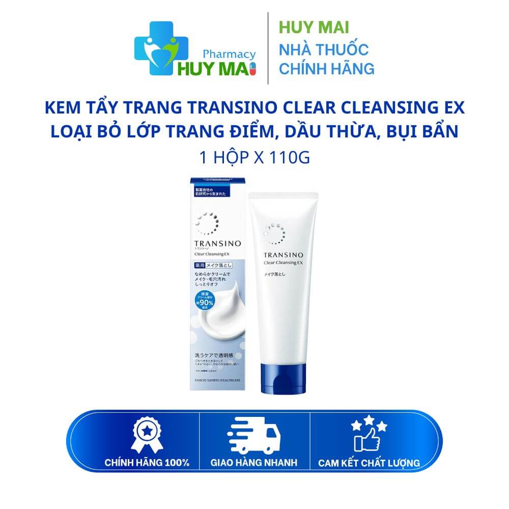 Kem Tẩy Trang Transino CLear Cleansing EX Loại Bỏ Lớp Trang Điểm, Bụi Bẩn Dầu Thừa Hộp 110g 1 Sữa tẩy trang Transino CLear Cleansing EX l
