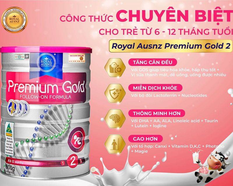 Sữa Bổ Não, Lựa Chọn Tốt Nhất Cho Trẻ Em Và Người Lớn Tuổi 5 Sữa bổ não Royal Ausnz Premium Gold Follow-on Formula 2