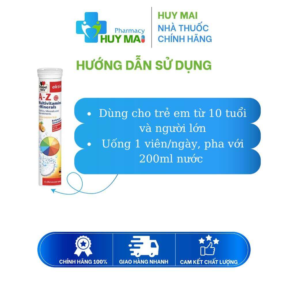 Viên Sủi A-Z Fizz Doppelherz Tăng Cường Sức Đề Kháng Tuýp 13 Viên 3 cách dùng sủi doppelherz az fizz