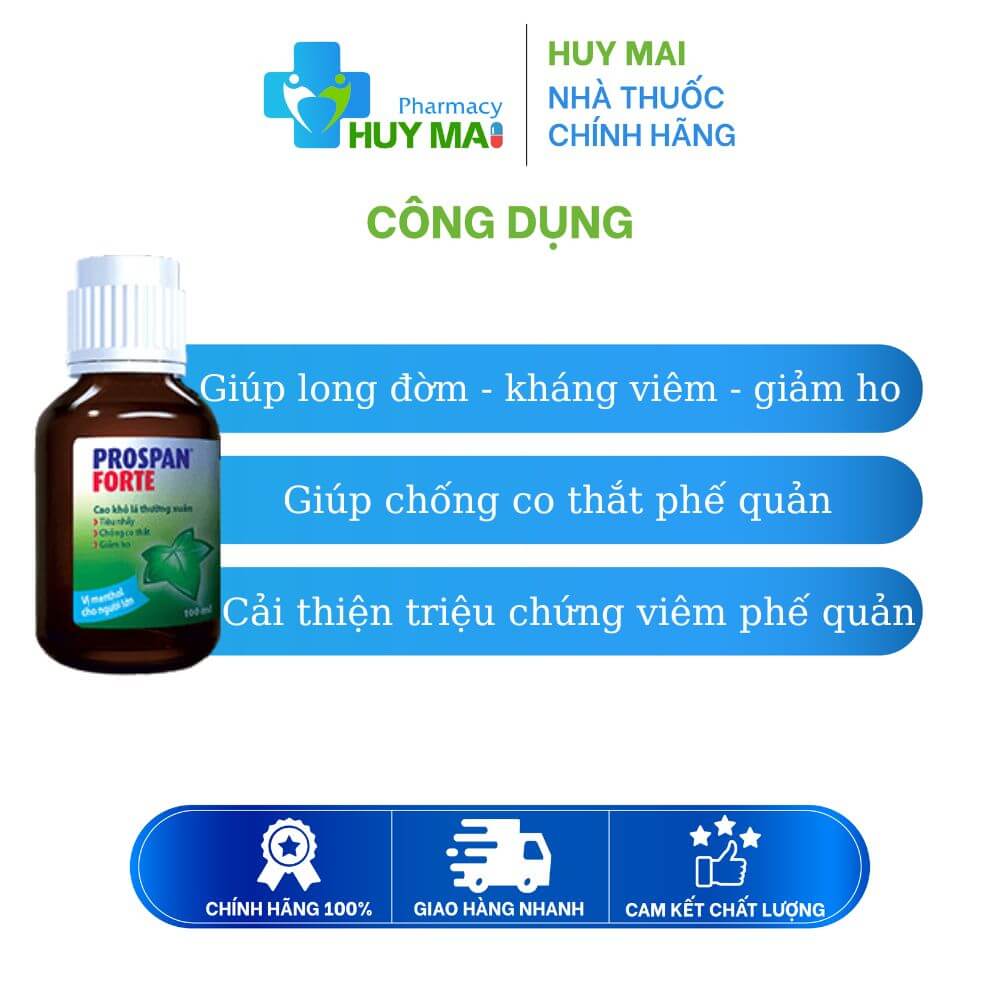 Siro Ho Prospan Forte Hỗ Trợ Giảm Ho, Long Đờm, Điều Trị Viêm Phế Quản Cho Người Lớn Chai 100ml 2 công dụng siro ho prospan forte có tốt không