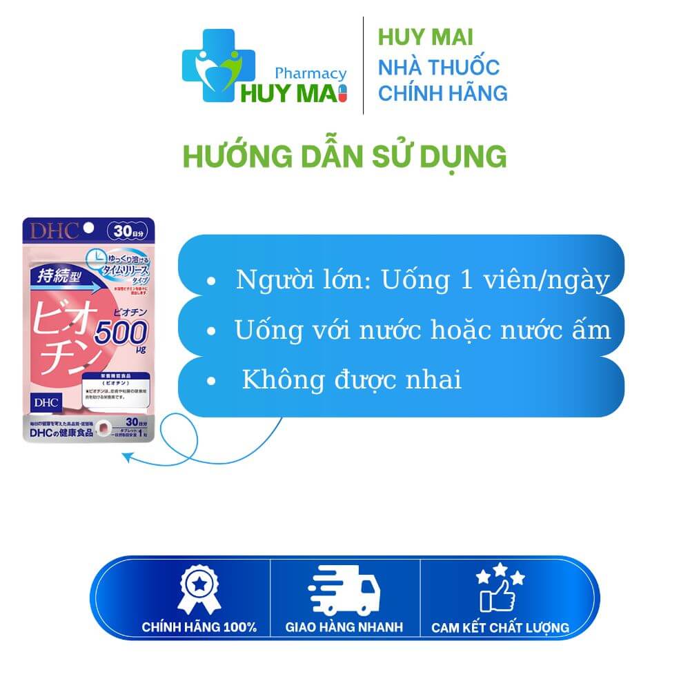 Viên Uống DHC Biotin Sustained Release Cung Cấp Dưỡng Chất Cho Da Và Tóc Túi 30 Viên 3 cách dùng viên uống DHC Biotin