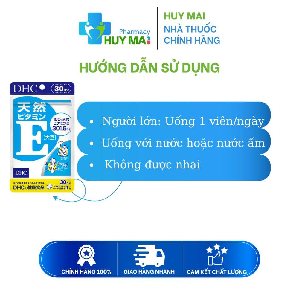 Viên Uống DHC Natural Vitamin E (Soybean) Hỗ Trợ Chống Oxy Hóa, Làm Đẹp Da Túi 30 Viên 3 cách dùng vitamin E DHC hiệu quả